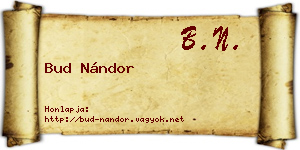 Bud Nándor névjegykártya